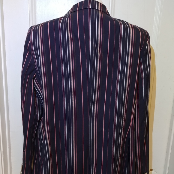 NWT Tommy Hilfiger Navy Blue Pink Cream Pin Striped Classy Blazer - Picture 8 of 13